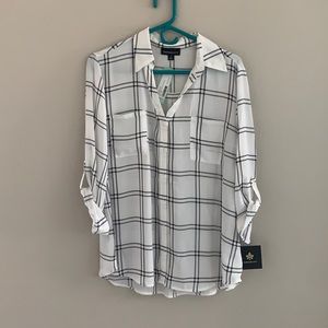 NWT Fortune + Ivy Check Blouse Button Down XL